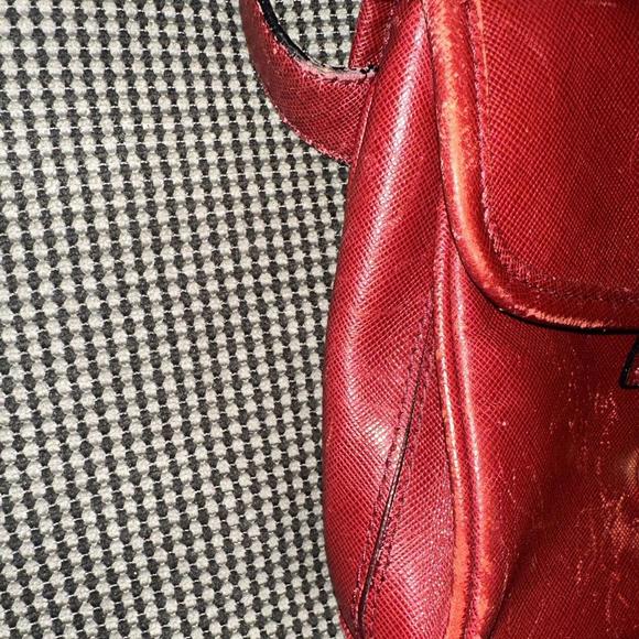 Prada Milano Buckle Flap Red Leather Mini Belt Bag Vintage - Picture 6 of 7